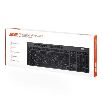Клавіатура мембранна 2E KS280 120key, WL/BT, EN/UK/RU, silent, чорно-сіра - мініатюра 11