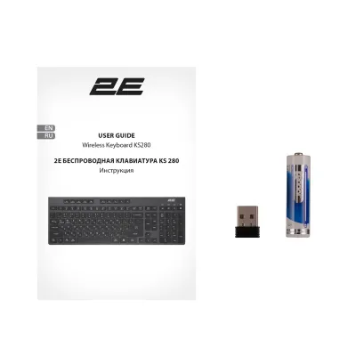Клавіатура мембранна 2E KS280 120key, WL/BT, EN/UK/RU, silent, чорно-сіра - мініатюра 9