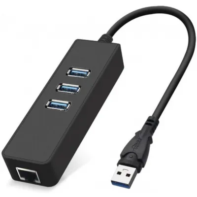 Концентратор Dynamode USB 3.0 Type-A - RJ45 Gigabit Lan, 3*USB 3.0 (USB3.0-Type-A-RJ45-HUB3) - зображення 1