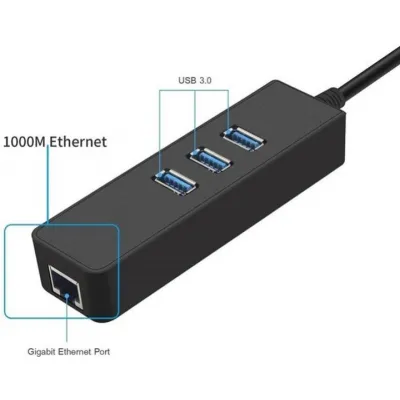 Концентратор Dynamode USB 3.0 Type-A - RJ45 Gigabit Lan, 3*USB 3.0 (USB3.0-Type-A-RJ45-HUB3) - мініатюра 6