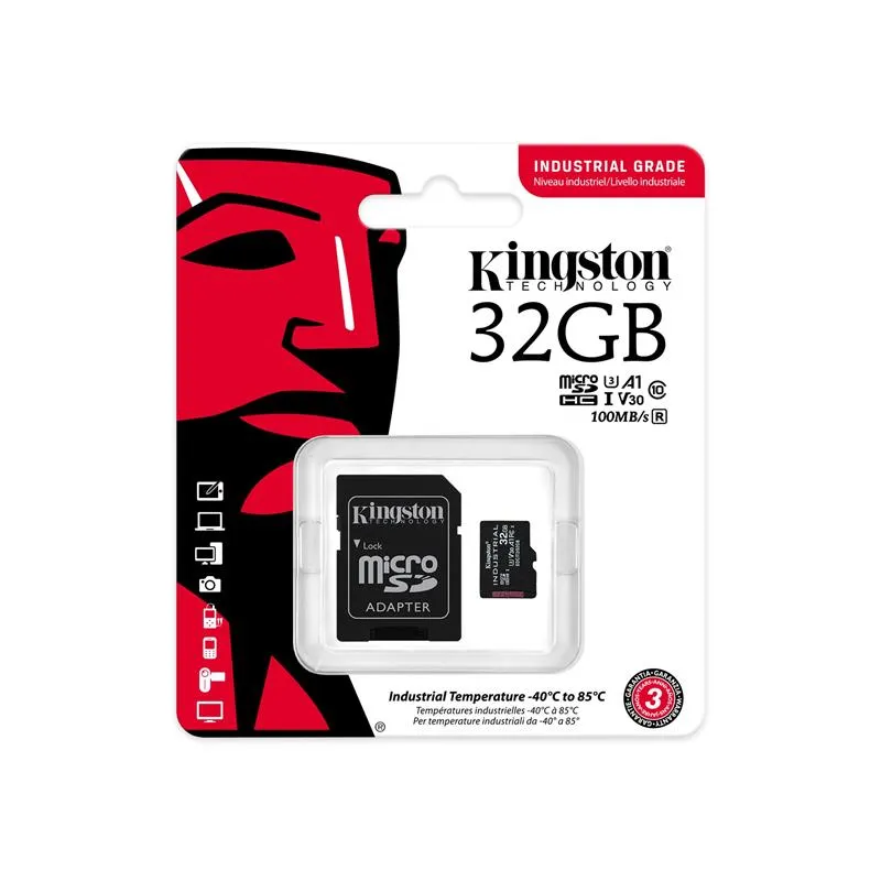 Карта пам`ятi MicroSDHC 32GB UHS-I/U3 Class 10 Kingston Industrial + SD-adapter (SDCIT2/32GB) - мініатюра 3