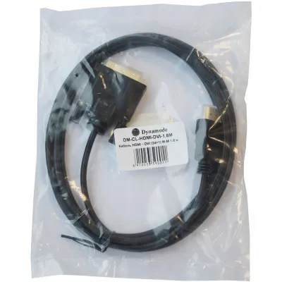 Кабель мультимедійний HDMI M to DVI M 1.8m 24+1pin Dynamode (DM-CL-HDMI-DVI-1.8M) - мініатюра 3