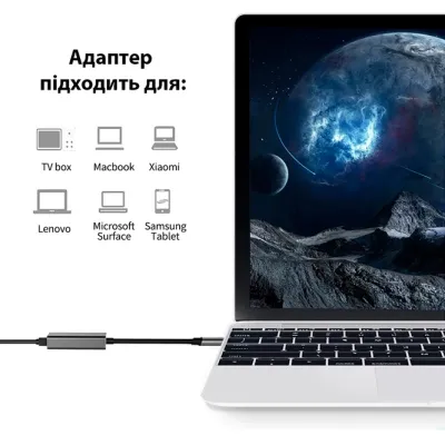 Адаптер USB-C to RJ45 Ethernet 1000Mbps Dynamode (DM-AD-GLAN-C) - мініатюра 4