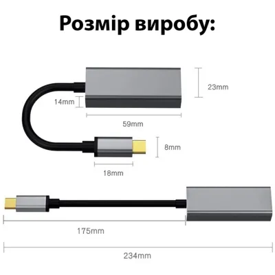 Адаптер USB-C to RJ45 Ethernet 1000Mbps Dynamode (DM-AD-GLAN-C) - мініатюра 6