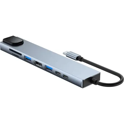 Концентратор Dynamode USB-C 8-in-1 HDMI 4K30Hz + 1xRJ45 + 1xUSB 3.0 + 1xUSB 2.0 + 1xUSB-C PD (BYL-2017L) - мініатюра 2