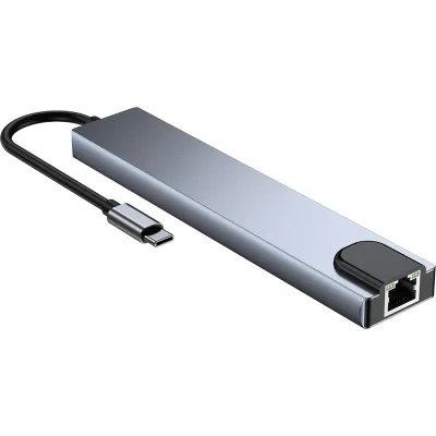 Концентратор Dynamode USB-C 8-in-1 HDMI 4K30Hz + 1xRJ45 + 1xUSB 3.0 + 1xUSB 2.0 + 1xUSB-C PD (BYL-2017L) - мініатюра 3