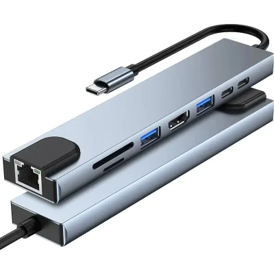 Концентратор Dynamode USB-C 8-in-1 HDMI 4K30Hz + 1xRJ45 + 1xUSB 3.0 + 1xUSB 2.0 + 1xUSB-C PD (BYL-2017L) - мініатюра 6