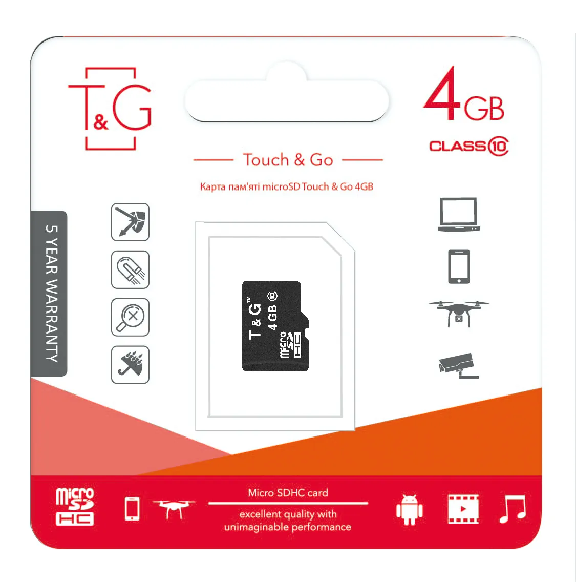 Карта пам`ятi MicroSDHC 4GB Class 10 T&G (TG-4GBSDCL10-00) - мініатюра 2