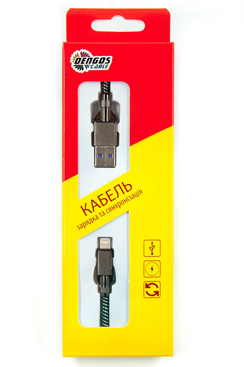 Кабель Dengos USB - Lightning (M/M) 4A 1 м Black (NTK-L-KPR-USB3-BLACK) - мініатюра 3