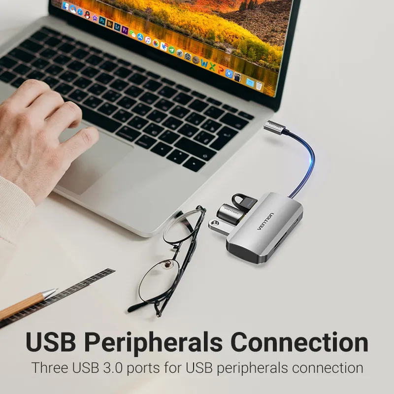 Док-станція Type-C Vention 6-в-1 (TNHHB) - мініатюра 4