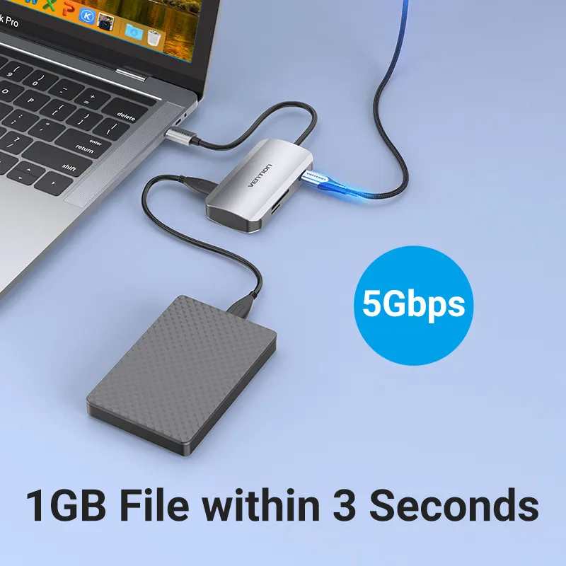 Док-станція Type-C Vention 6-в-1 (TNHHB) - мініатюра 5