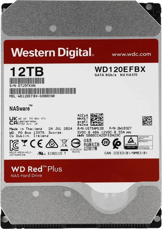 Накопичувач HDD SATA 12.0TB WD Red Plus 7200rpm 256MB (WD120EFBX) - мініатюра 2