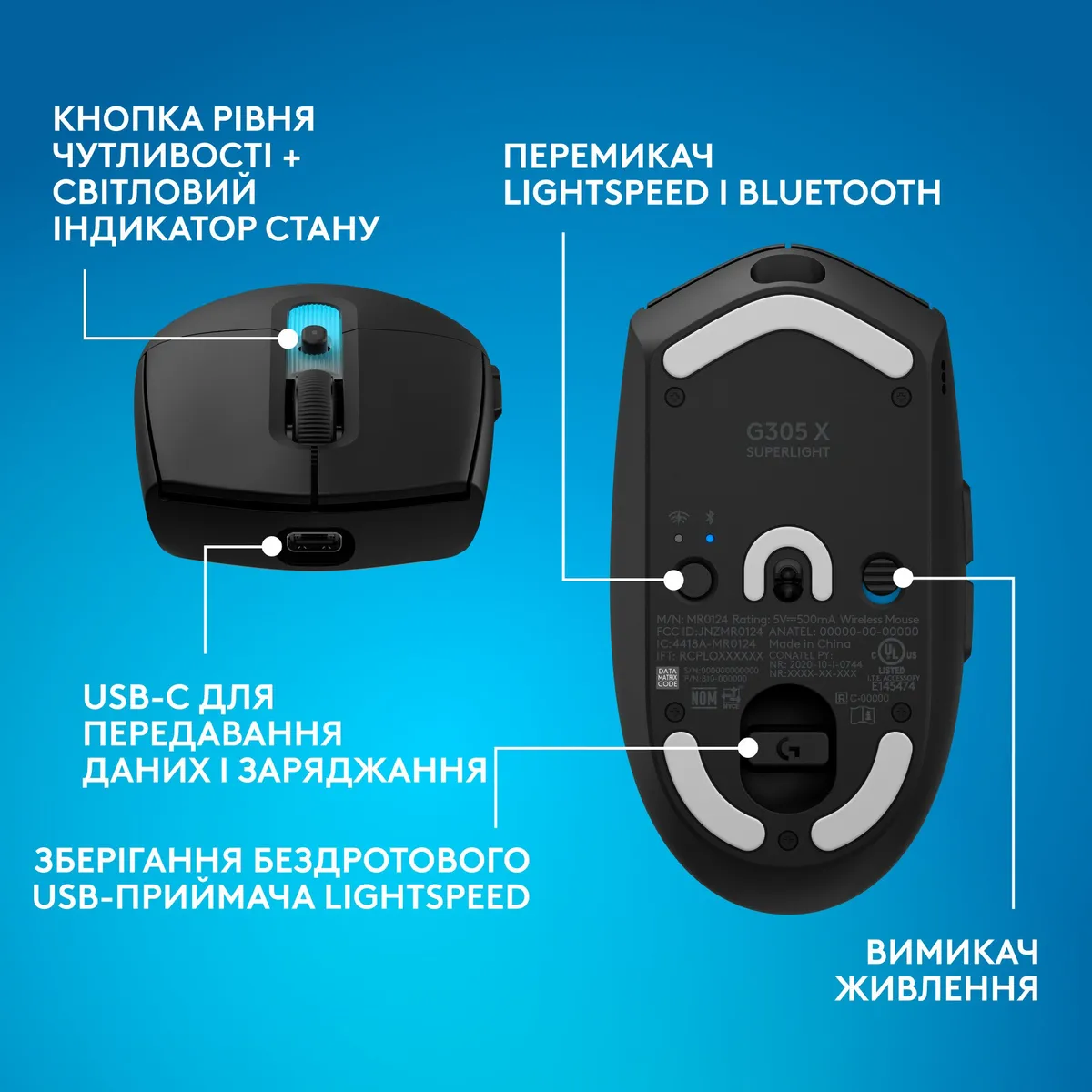 Миша бездротова Logitech G305 Superlight Black (910-007739) - мініатюра 10