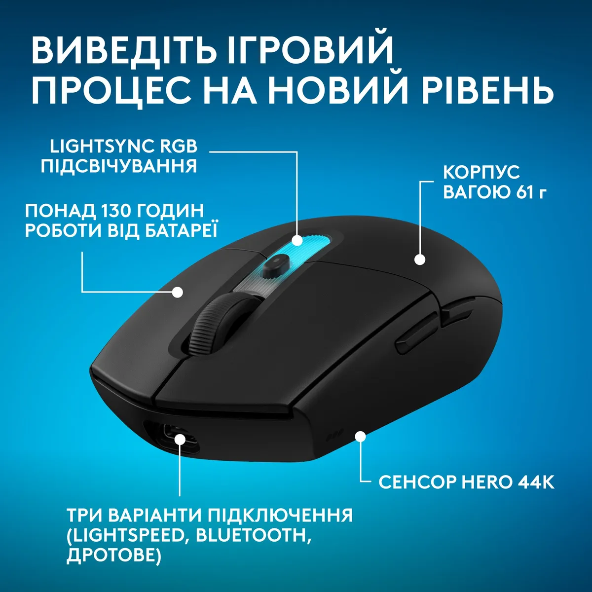 Миша бездротова Logitech G305 Superlight Black (910-007739) - мініатюра 3