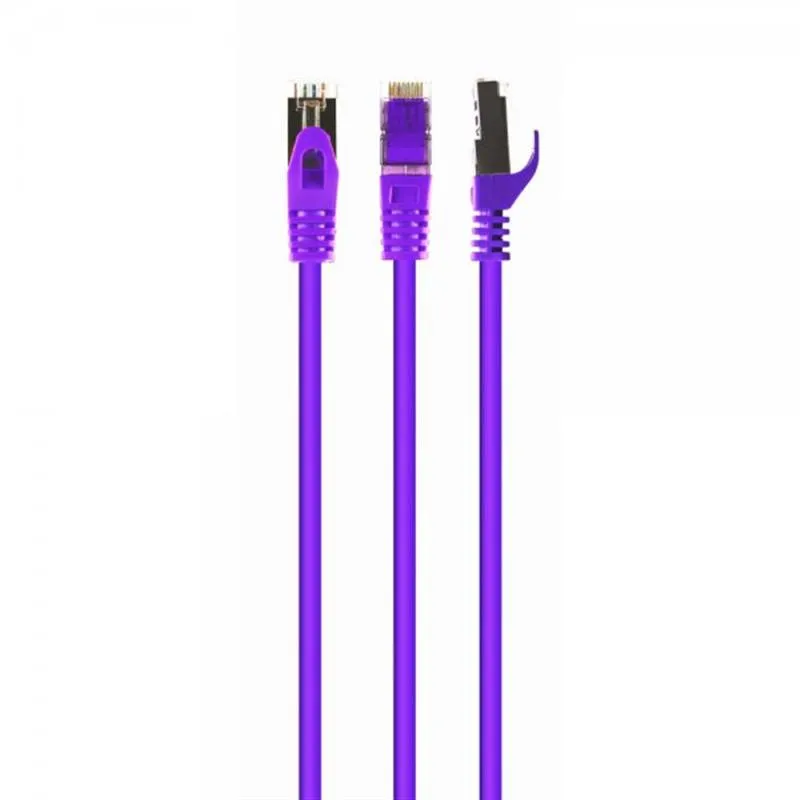 Патч-корд S/FTP Cablexpert (PP6A-LSZHCU-V-15M) cat.6a, литий, 50u "штекер із засувкою, 15м, фіолетовий - зображення 1