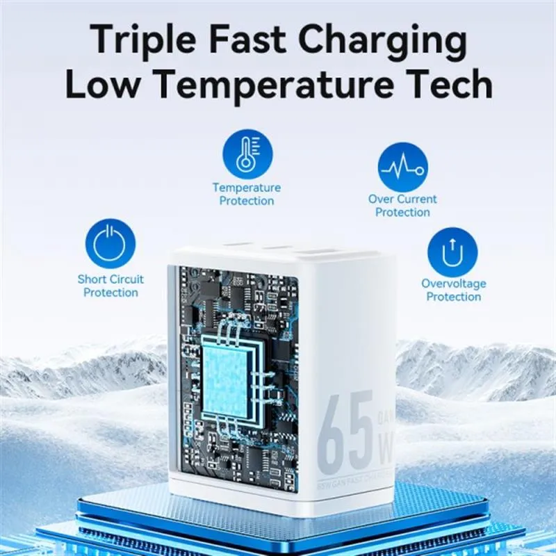 Мережевий зарядний пристрій Vention GaN III PD 65W QC3.0 5A White (FERW0-EU) - мініатюра 2