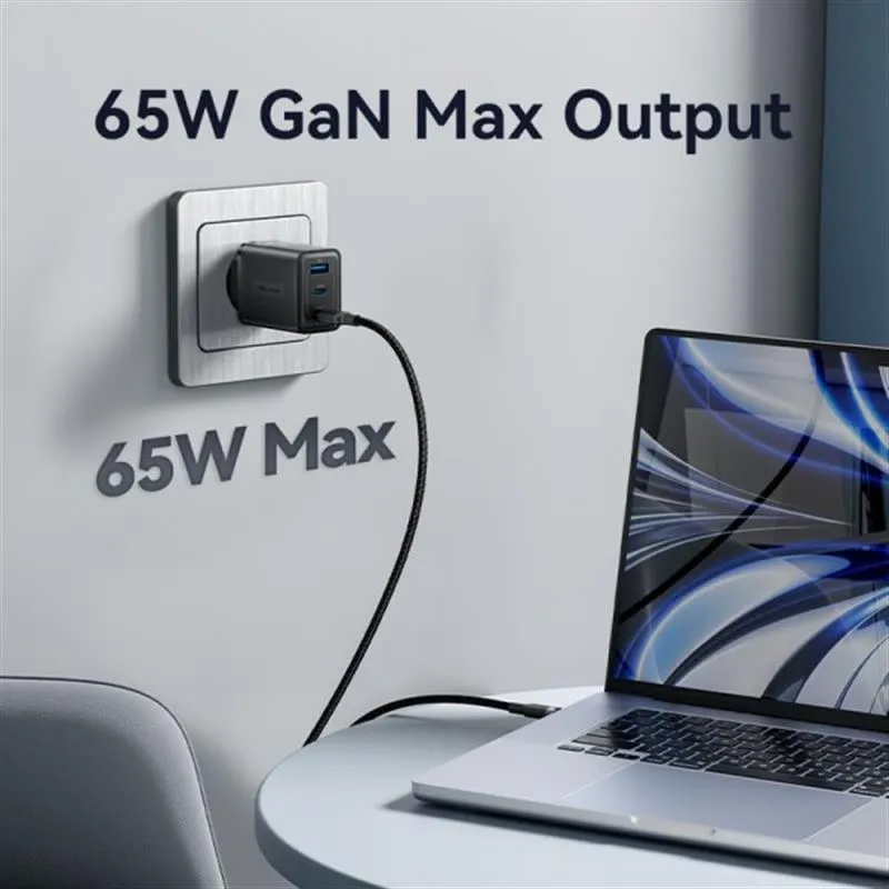 Мережевий зарядний пристрій Vention GaN III PD 65W QC3.0 5A White (FERW0-EU) - мініатюра 6
