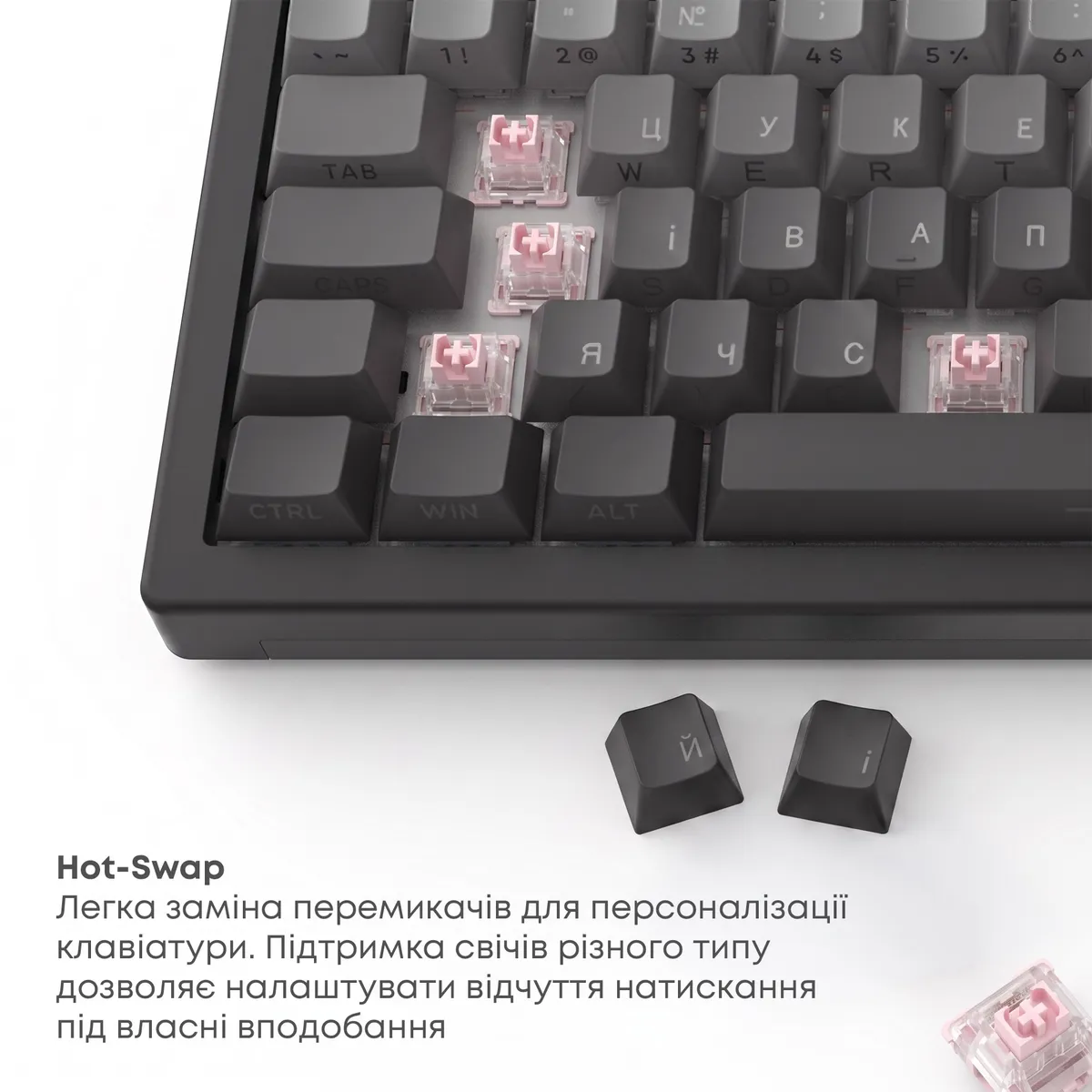 Клавіатура бездротова Ajazz AK820 V2 White Peach Switch Purple/White/Blue (AK820-V2-WP-PWB) - мініатюра 14