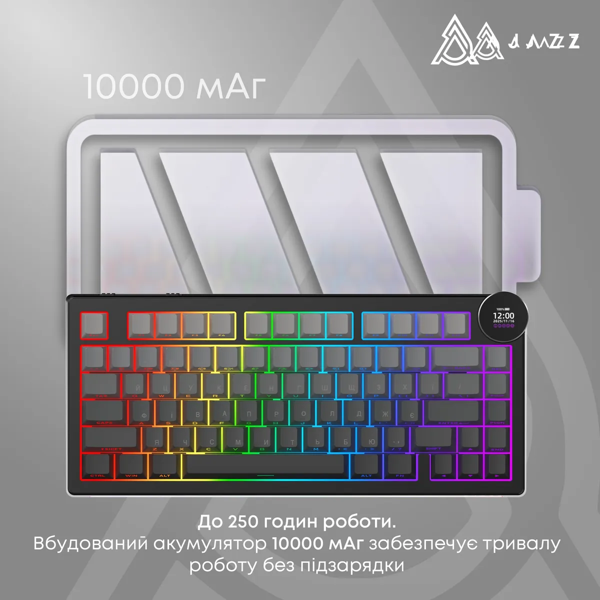 Клавіатура бездротова Ajazz AK820 V2 White Peach Switch Purple/White/Blue (AK820-V2-WP-PWB) - мініатюра 15