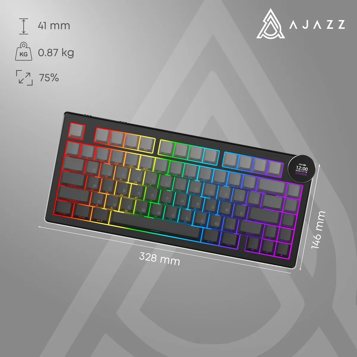 Клавіатура бездротова Ajazz AK820 V2 White Peach Switch Purple/White/Blue (AK820-V2-WP-PWB) - мініатюра 19