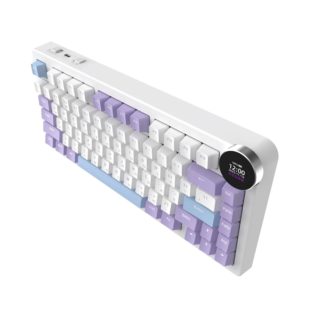 Клавіатура бездротова Ajazz AK820 V2 White Peach Switch Purple/White/Blue (AK820-V2-WP-PWB) - мініатюра 3