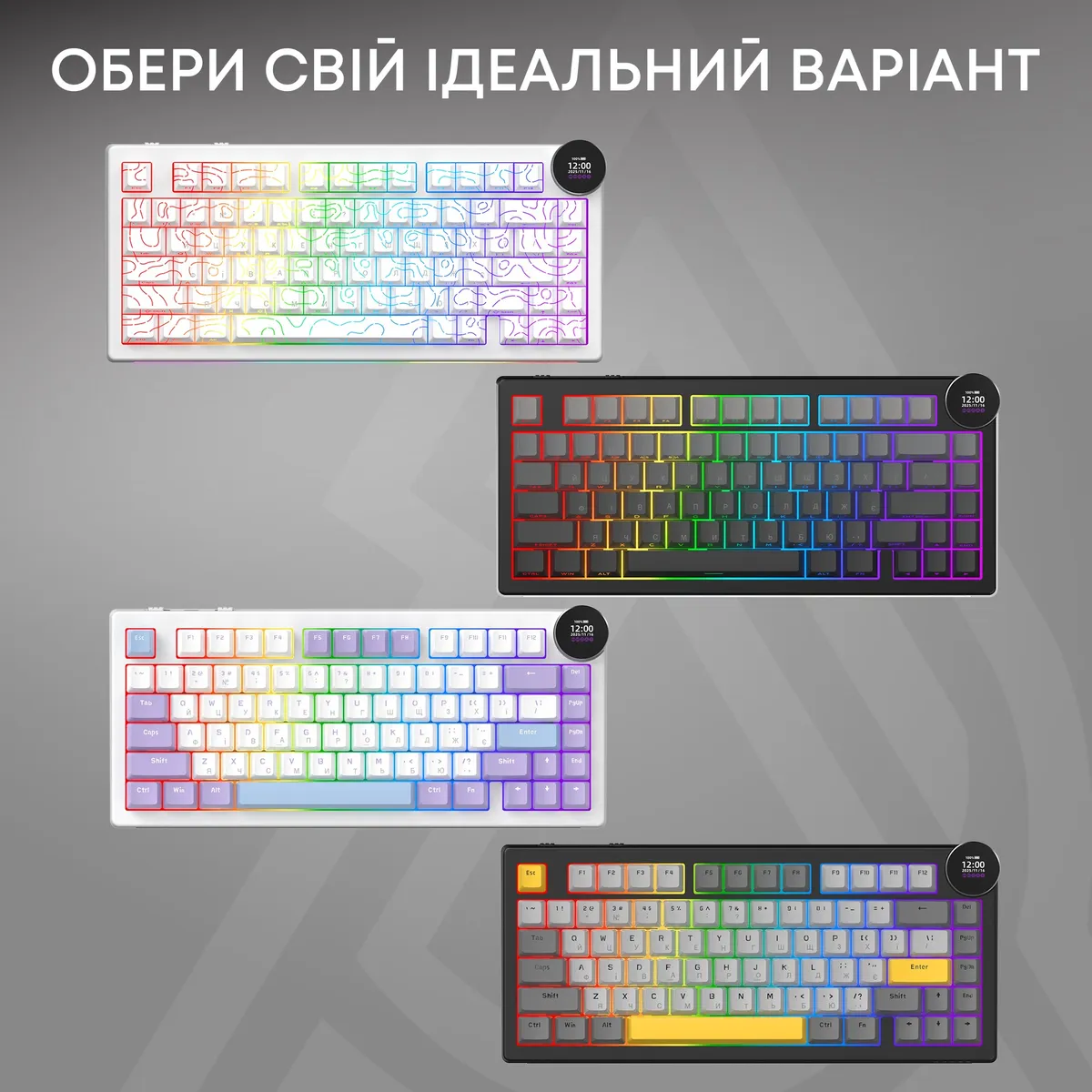 Клавіатура бездротова Ajazz AK820 V2 White Peach Switch Purple/White/Blue (AK820-V2-WP-PWB) - мініатюра 6