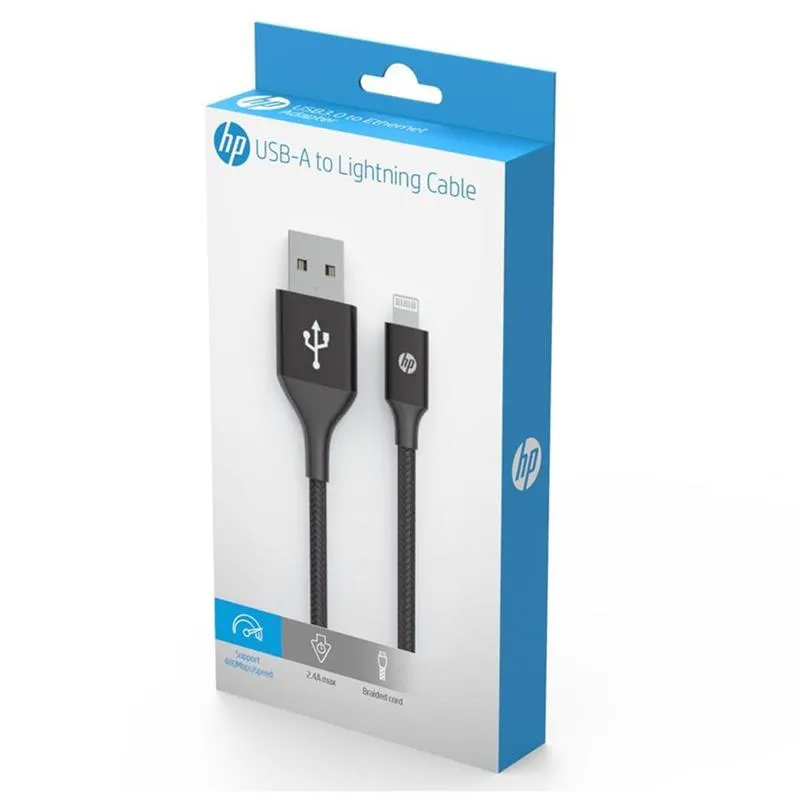 Кабель HP USB - Lightning (M/M), 2 м, чорний (DHC-MF100-2M) - мініатюра 2