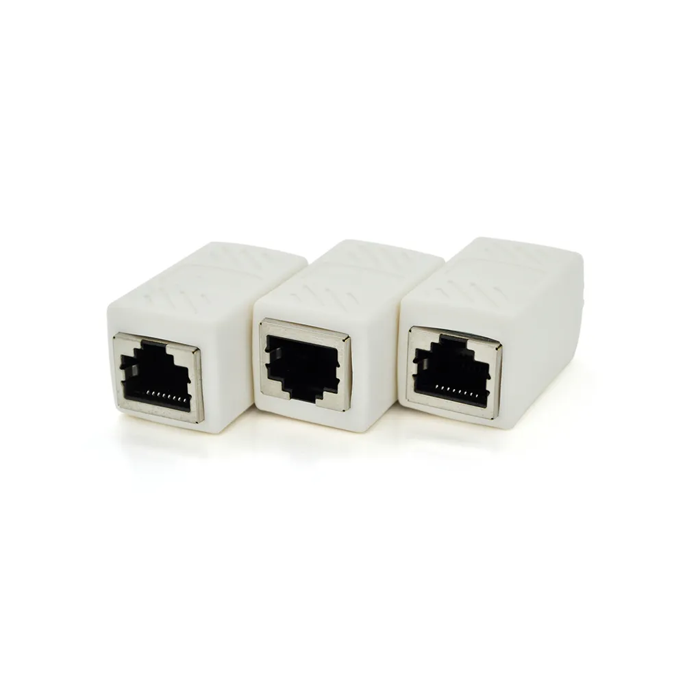 Зєднувач RJ45 8P8C мама / мама RJ45 для зєднання кабелю, екранований, білий, Q50