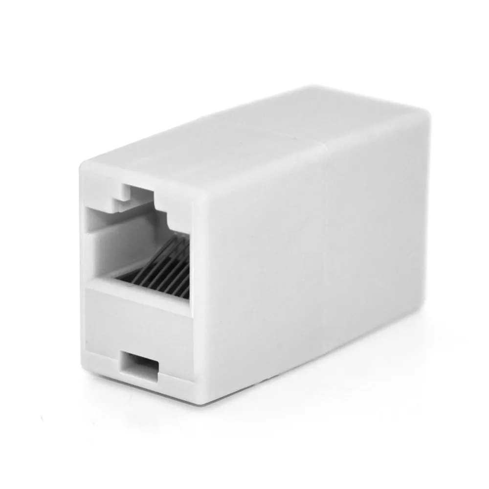Зєднувач RJ45 8P8C мама/мама RJ45 для зєднання кабелю, білий, Q100 - зображення 1