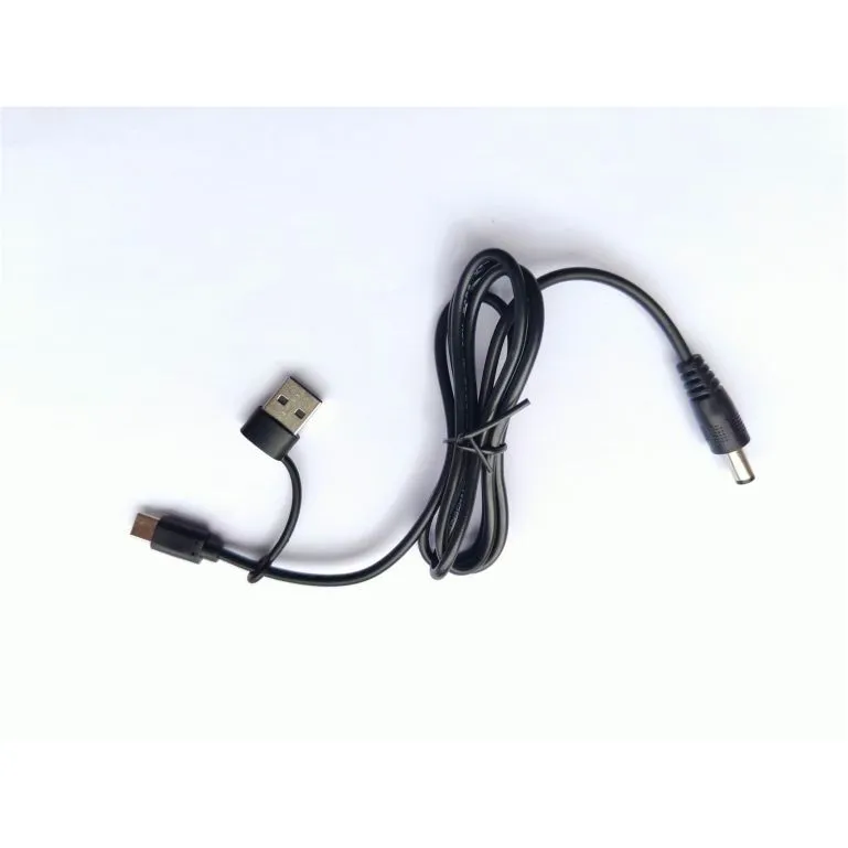 Кабель-тригер USB-A + Type-C на DC 5.5x2.1 мм, QC 3.0/PD, 12 В, прямий роз'єм, 1 м - мініатюра 2