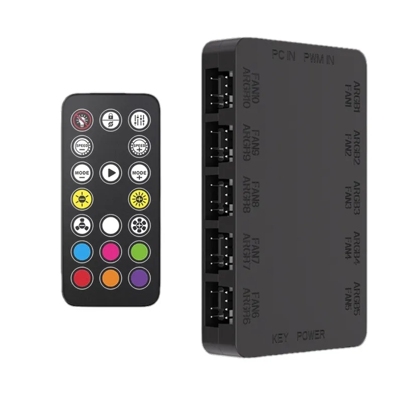 Контролер вентиляторів ARGB + PWM 2 в 1 MH-040, 10 PWM + 10 ARGB портів, пульт ДК, без підсвічування корпусу, білий - мініатюра 5