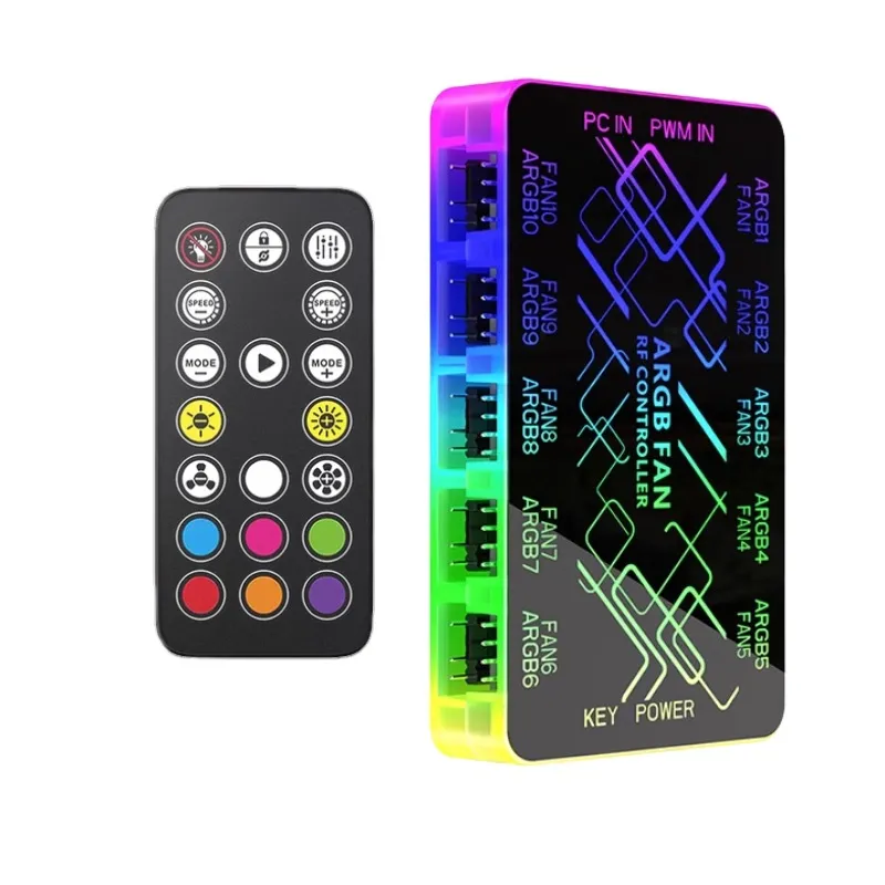 Контролер вентиляторів ARGB + PWM 2 в 1 MH-040, 10 PWM + 10 ARGB портів, пульт ДК, без підсвічування корпусу, чорний - мініатюра 3