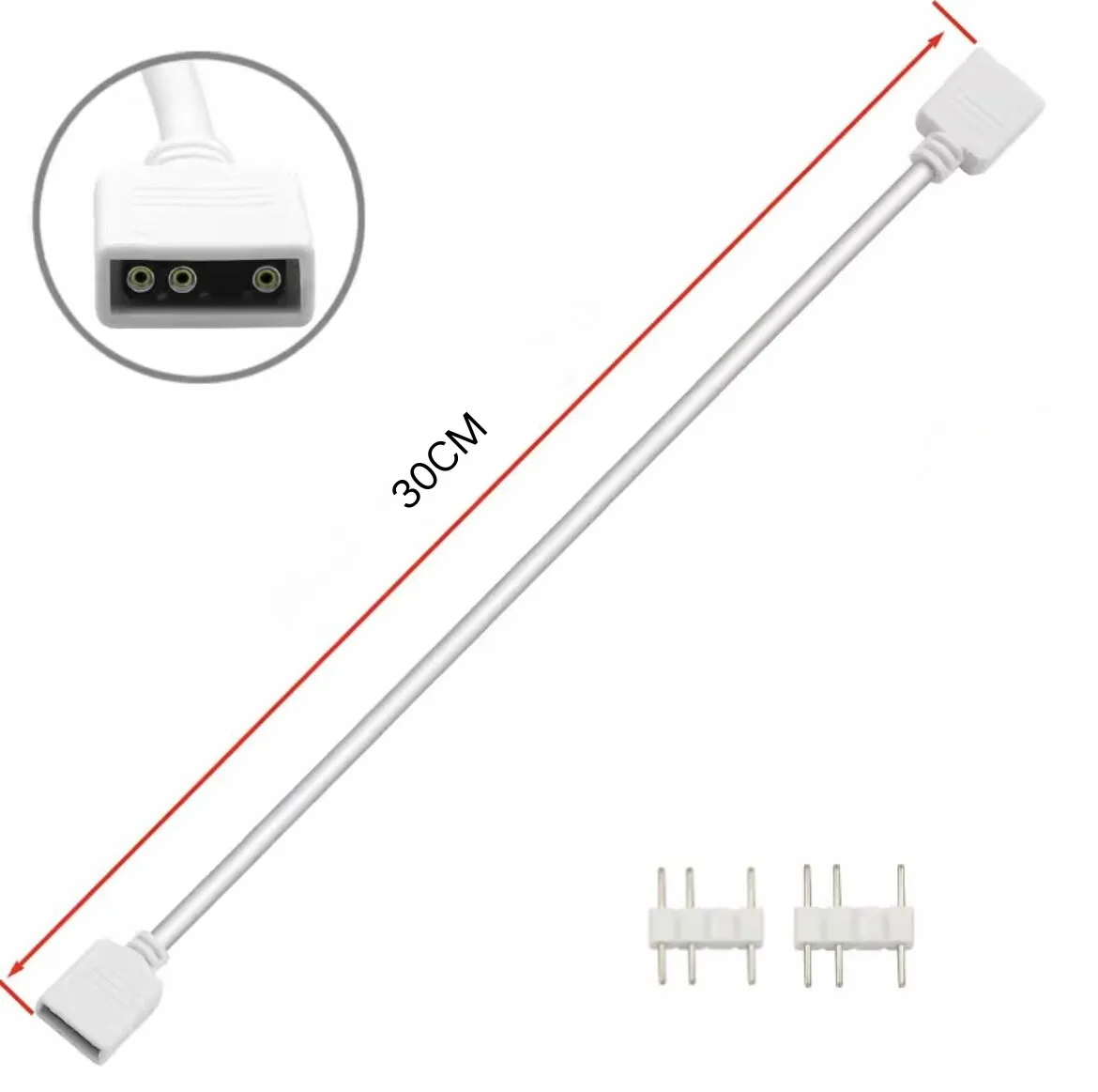 Подовжувач ARGB 5V 3-pin 30 см, білий - зображення 1