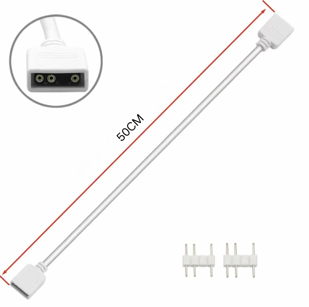 Подовжувач ARGB 5V 3-pin 50 см, білий - зображення 1