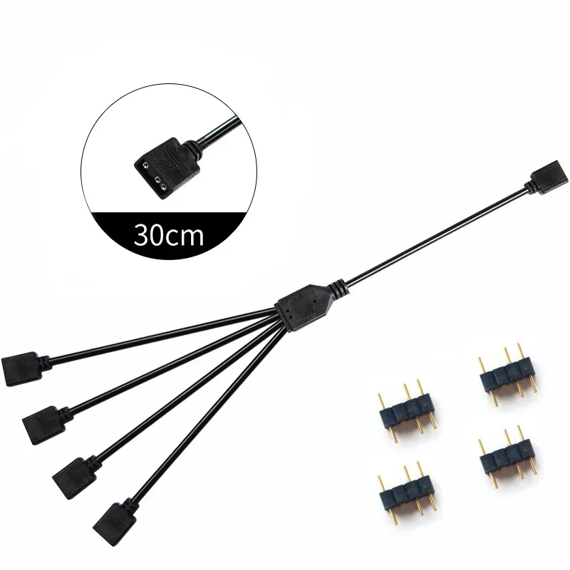 Розгалужувач ARGB 5V 3-pin на 4 виходи, чорний - зображення 1