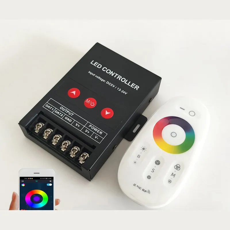 Контролер адресної LED-стрічки WS2811, Bluetooth/APP, металевий корпус, 3 кнопки, версія A - зображення 1