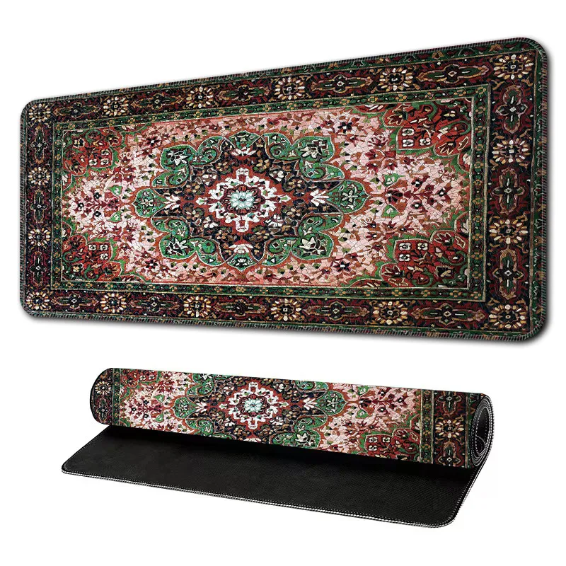 Килимок для миші XL 700x300x2 мм у стилі перського килима, червоний з темною рамкою - мініатюра 5