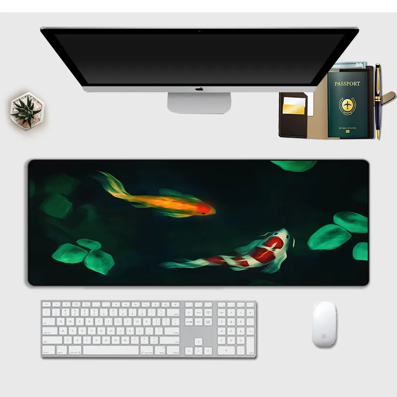 Килимок для миші XXL 900x400x2 мм, гілка сакури на тлі двох місяців - мініатюра 3