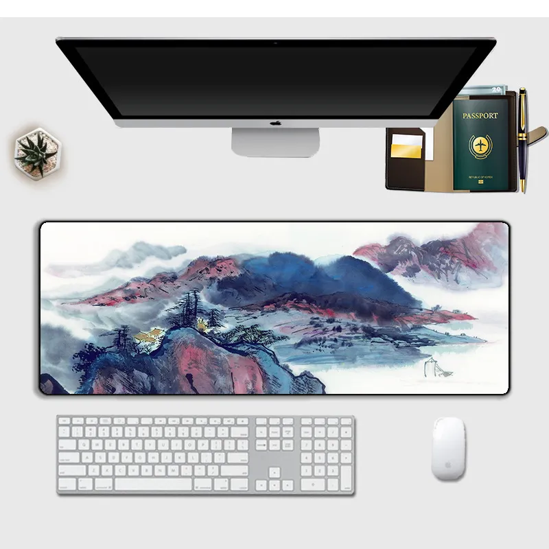 Килимок для миші XXL 900x400x2 мм, гори, живопис тушшю - зображення 1