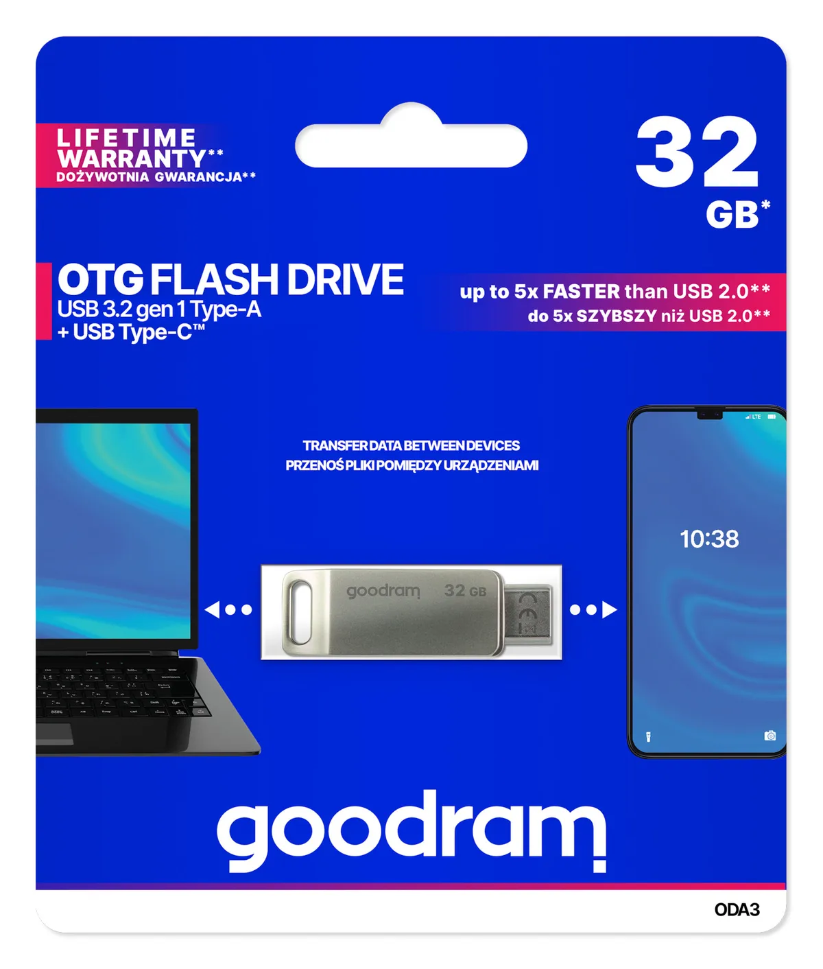 Флеш-накопичувач USB3.2 32GB OTG Type-C Goodram ODA3 Silver (ODA3-0320S0R11) - мініатюра 6