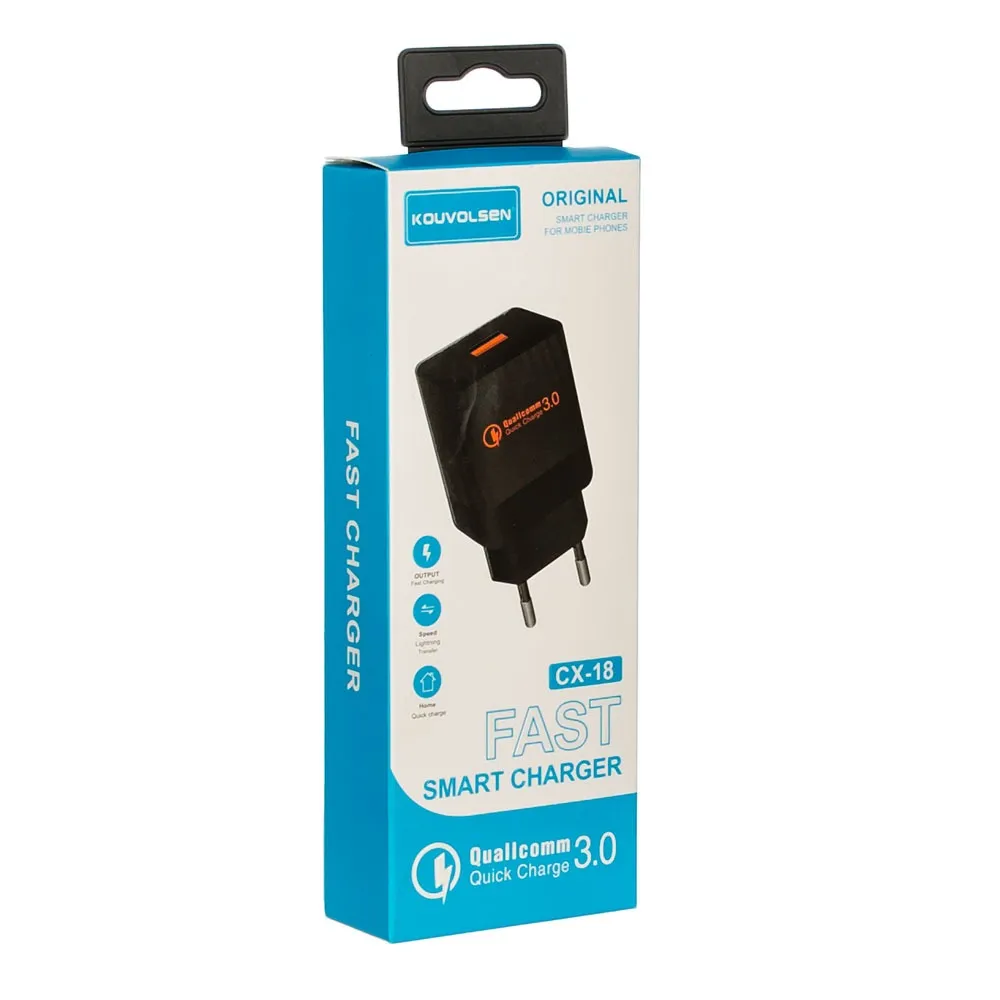 Зарядний пристрій Atcom CX-18 (1USB, 3А) QC3.0 Black (20303) - зображення 1