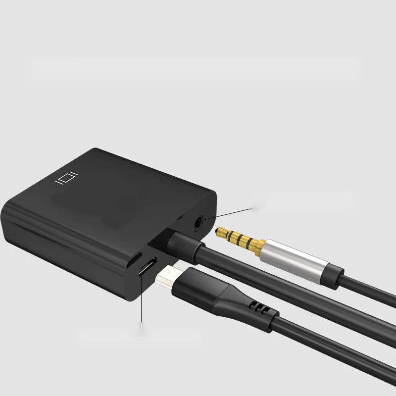 Конвертер HDMI на VGA, чорний, з аудіо (3.5 мм) - мініатюра 2