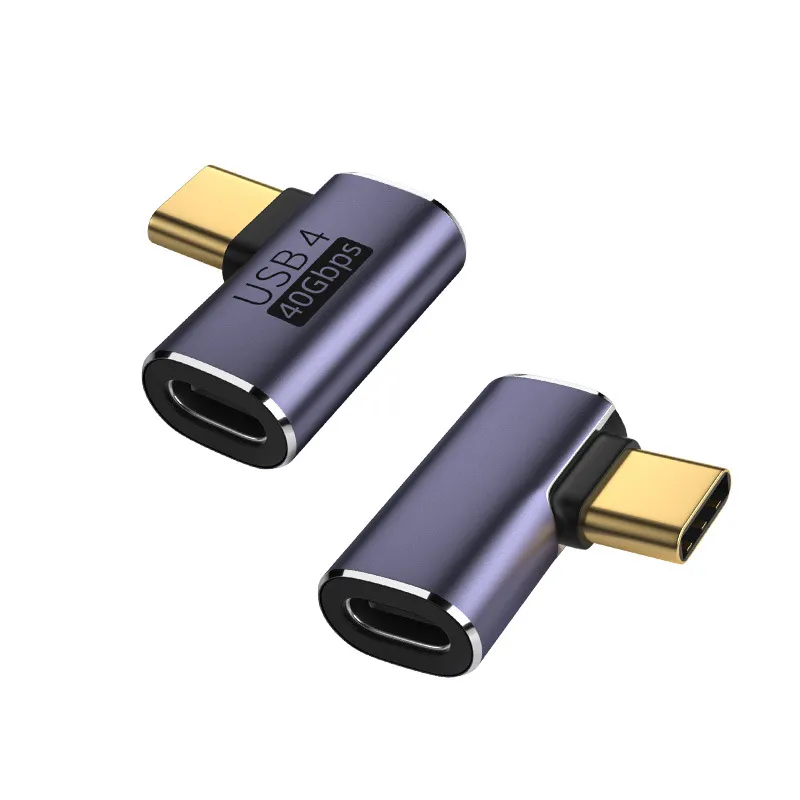 Перехідник USB4 Type-C мама – тато, кутовий 90°, кабель вбік, плаский, 40 Гбіт/с, PD 100 Вт - зображення 1