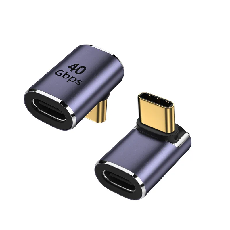 Перехідник USB4 Type-C мама – тато, кутовий 90°, кабель вбік, плаский, 40 Гбіт/с, PD 100 Вт - мініатюра 4