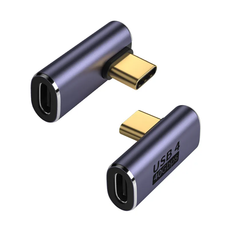 Перехідник USB4 Type-C мама – тато, кутовий 90°, кабель вбік, тонкий, 40 Гбіт/с, PD 100 Вт - зображення 1