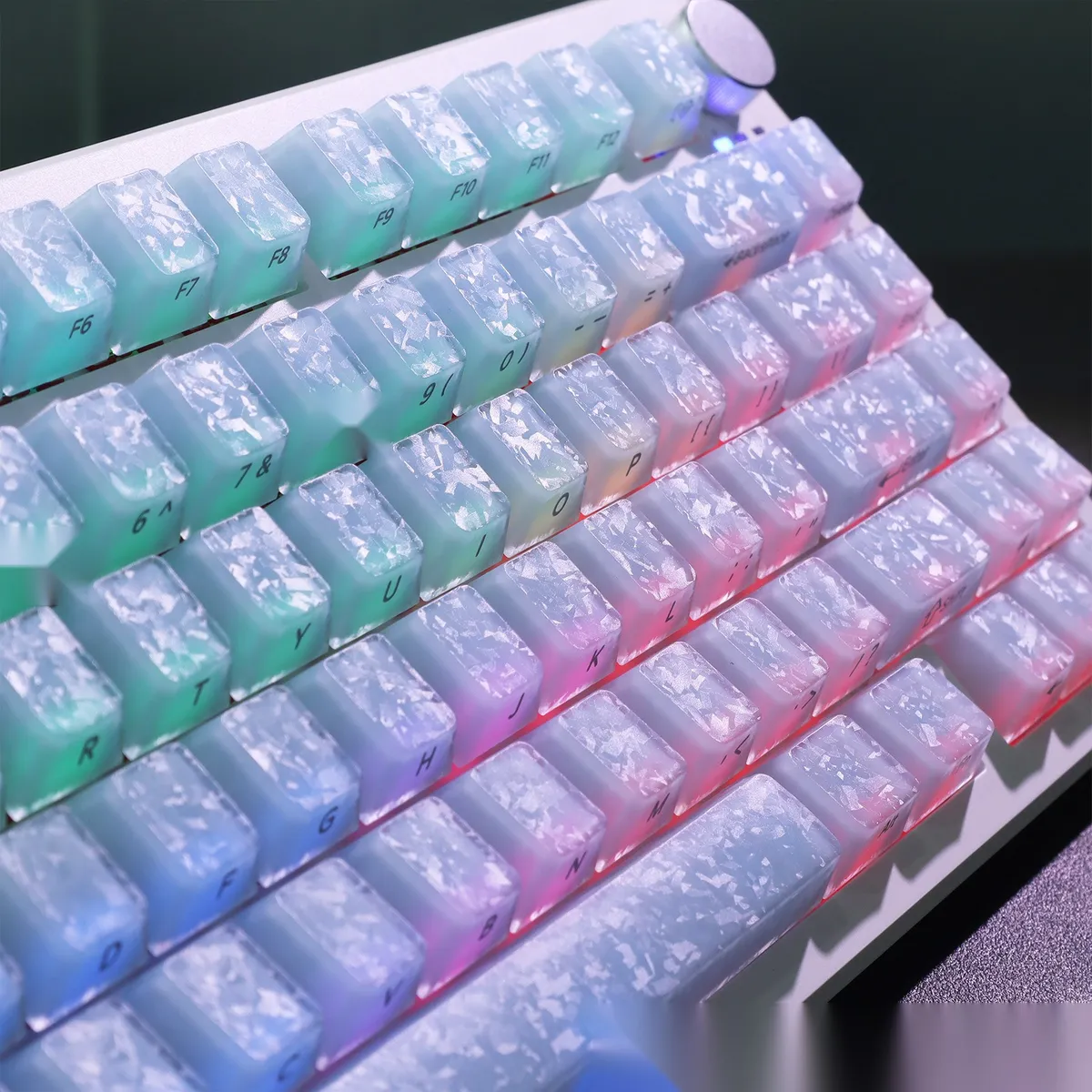 Набір кейкапів AKKO Crystal Jelly «Желейний карбон», 126 клавіш, бічні написи, напівпрозорий синій - зображення 1