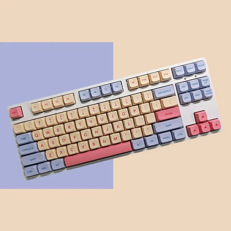 Набір кейкапів PBT XDA «Зефір», 132 клавіші, термосублімація, ENG/RU, рожевий - мініатюра 2