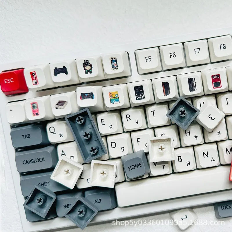 Набір кейкапів PBT XDA «Ретро-консоль», сіро-червоні, 5-стороння термосублімація, ENG/RU - мініатюра 2