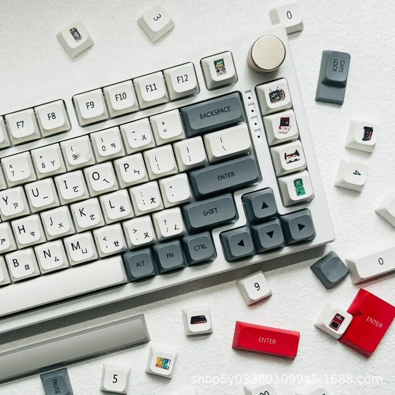 Набір кейкапів PBT XDA «Ретро-консоль», сіро-червоні, 5-стороння термосублімація, ENG/RU - мініатюра 4