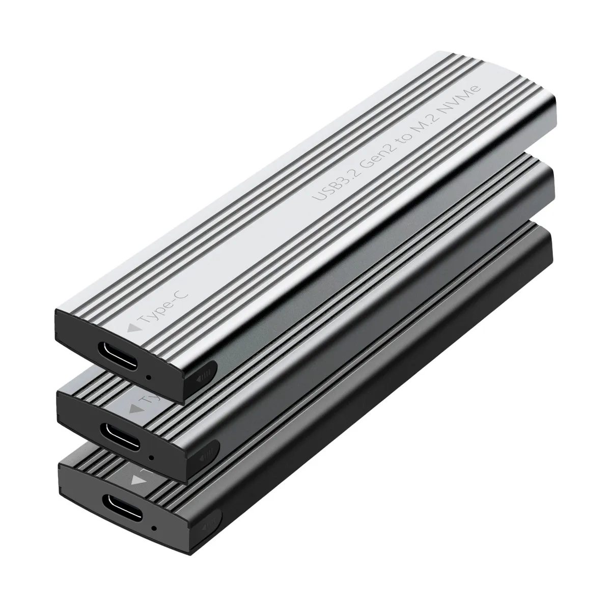 Кишеня для SSD M.2 NVMe Shuole TP300, USB 3.2 Gen 2 10 Гбіт/с, Type-C, алюміній, кабель C-C-A, сріблястий - мініатюра 3